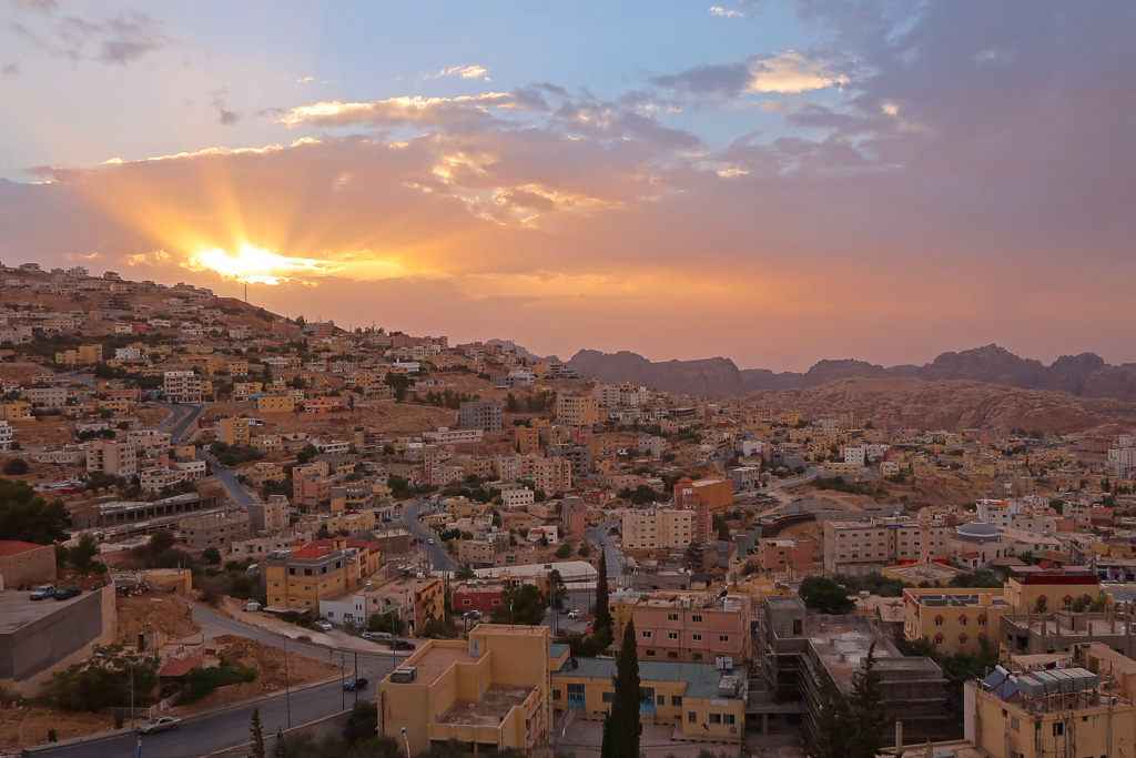 Sunset over Wadi Musa, Jordan